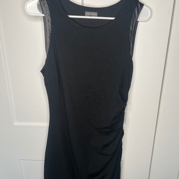 Vince Camuto Faux Leather Shoulder Detail Side Zipper Dress  NO SIZE TAG - Picture 1 of 6